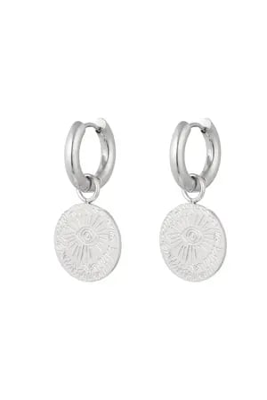 Oorbellen eye coin - zilver