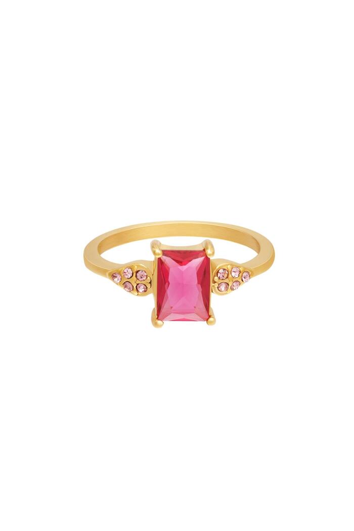 Ring glanzende vierkante steen