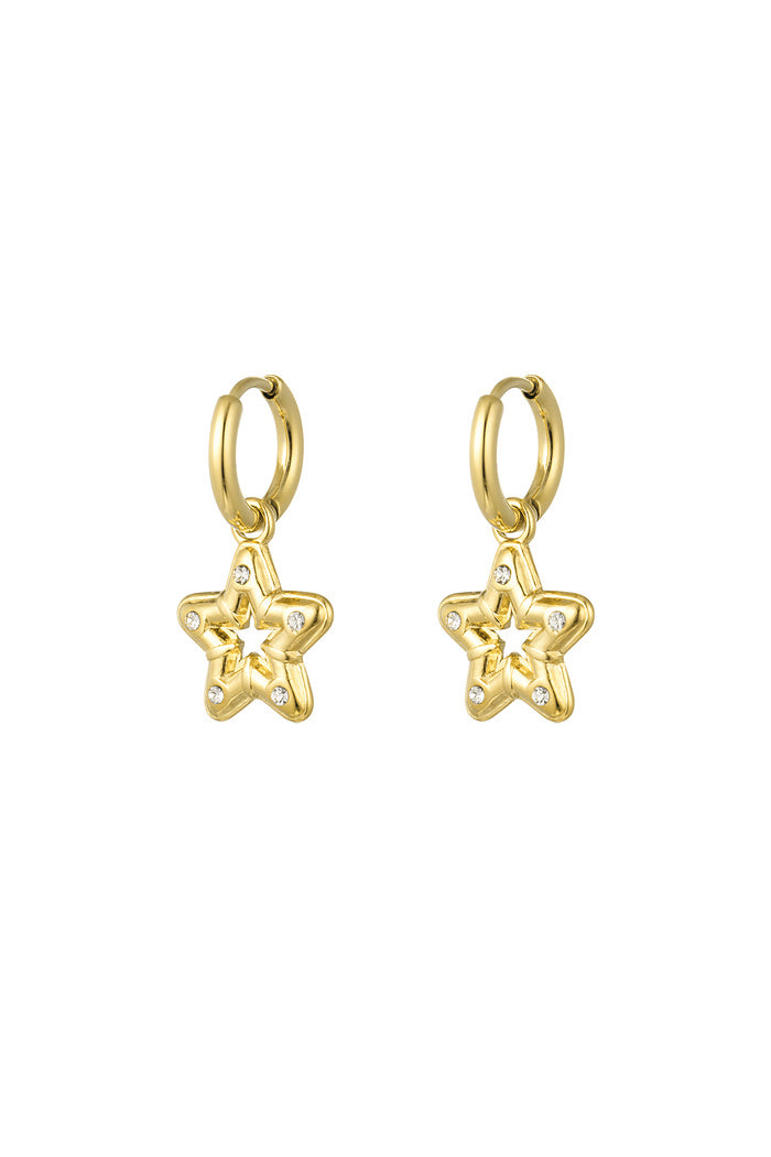 Oorbellen ster met steentjes - goud