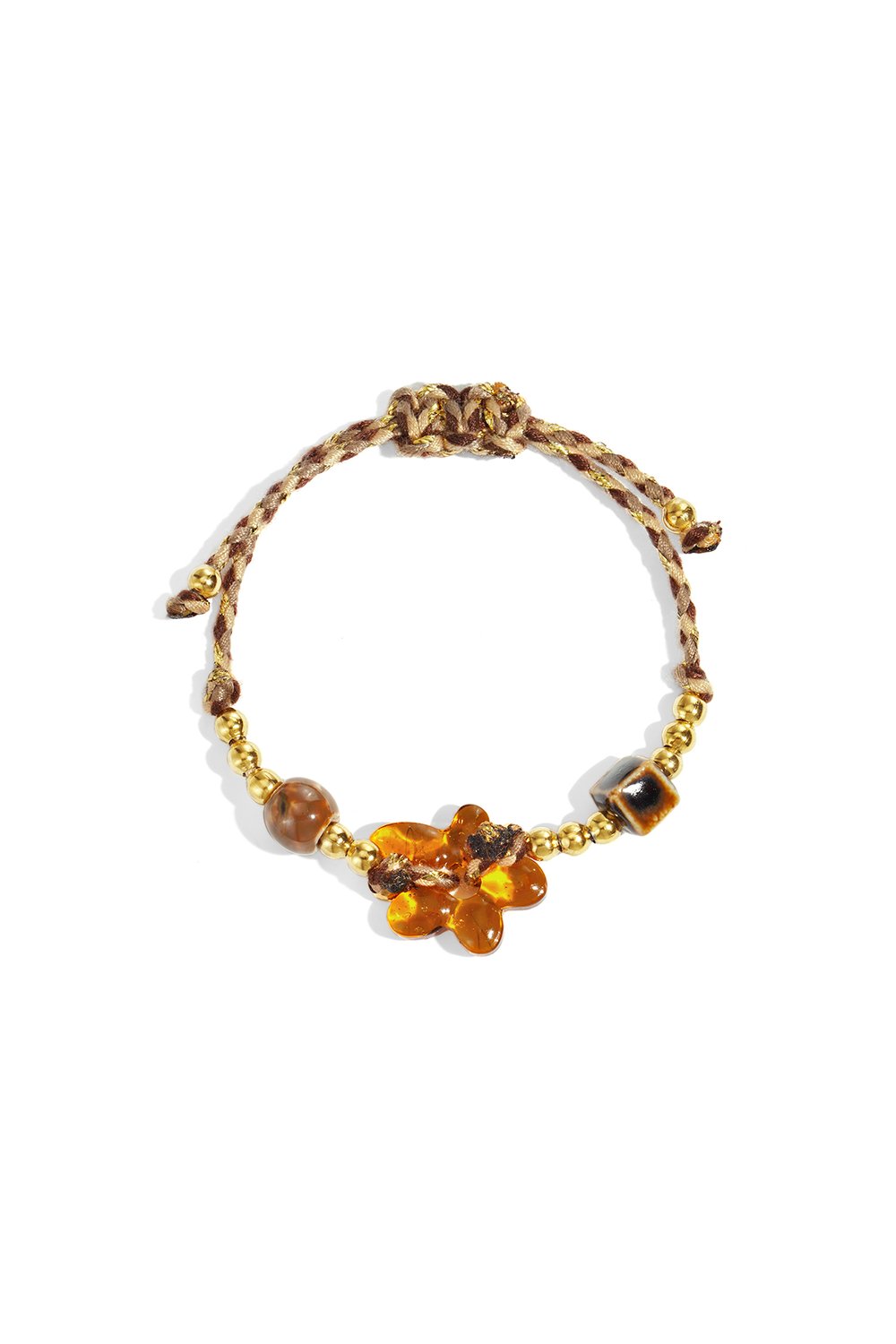 Armband met bloem | Bruin