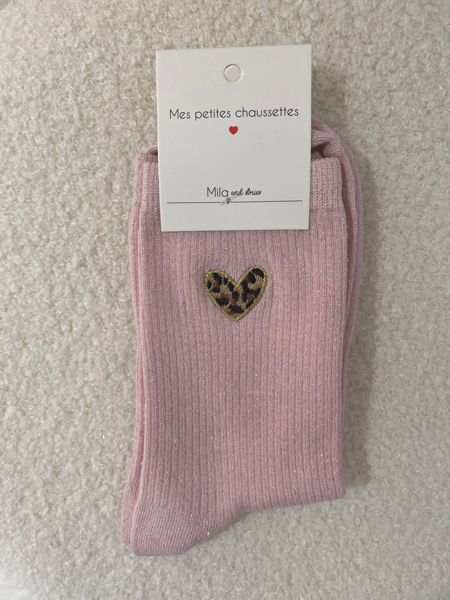 Sokken panter hartje licht roos