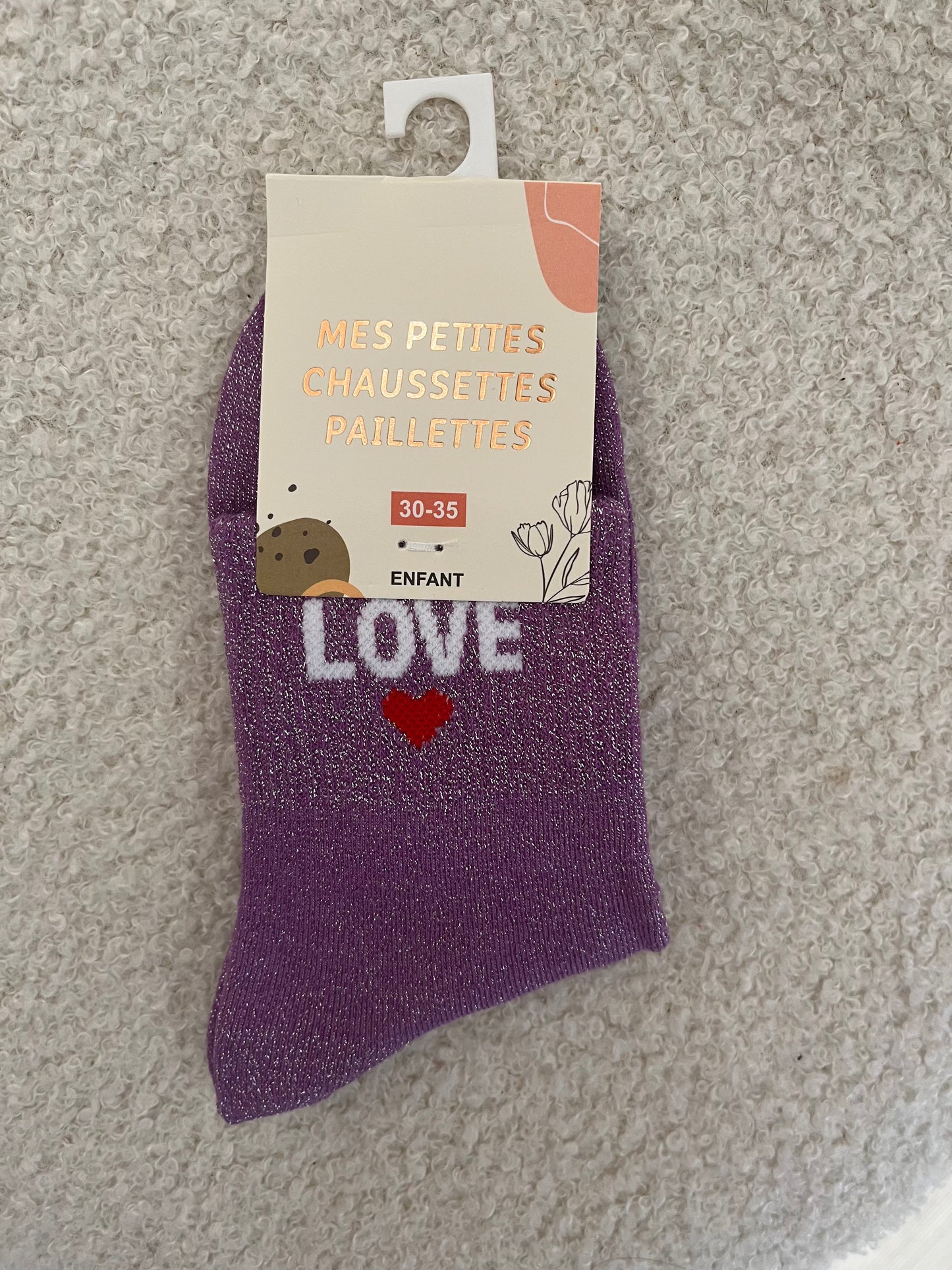 Kindersokken Love | Paars