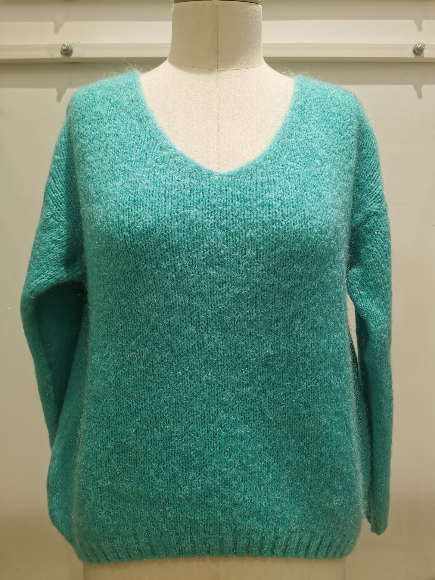 V-hals trui | Turqouise