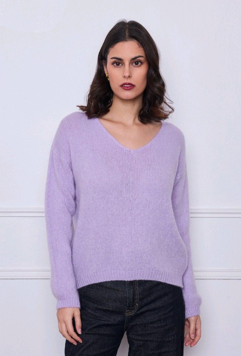 V-hals trui | Lila