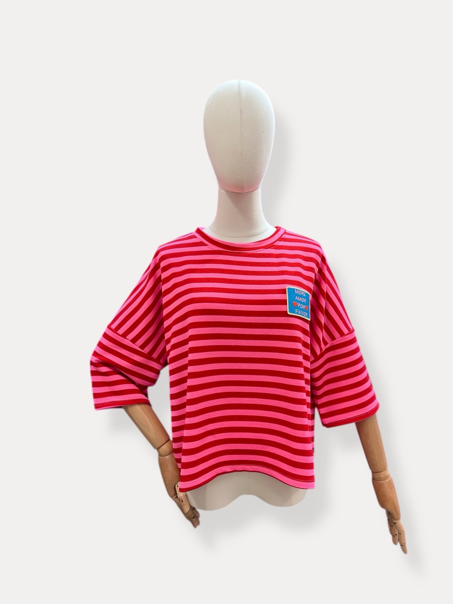 T-shirt strepen More amor | Rood