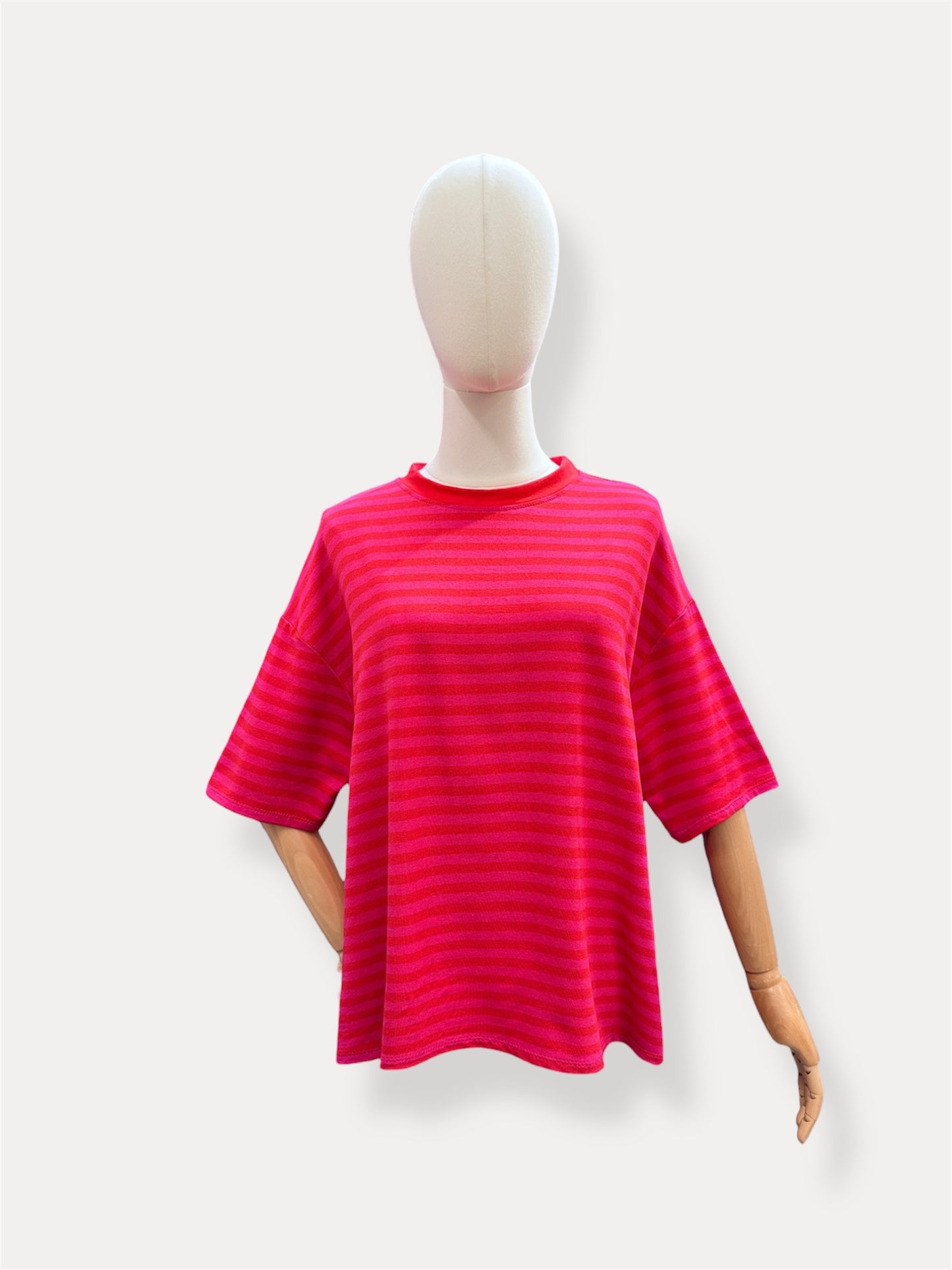 T-shirt strepen | Fuchsia & Rood