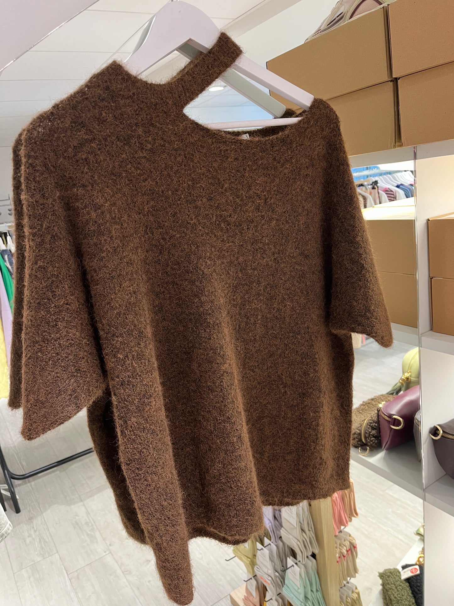 Trui met speciale kraag | Bruin