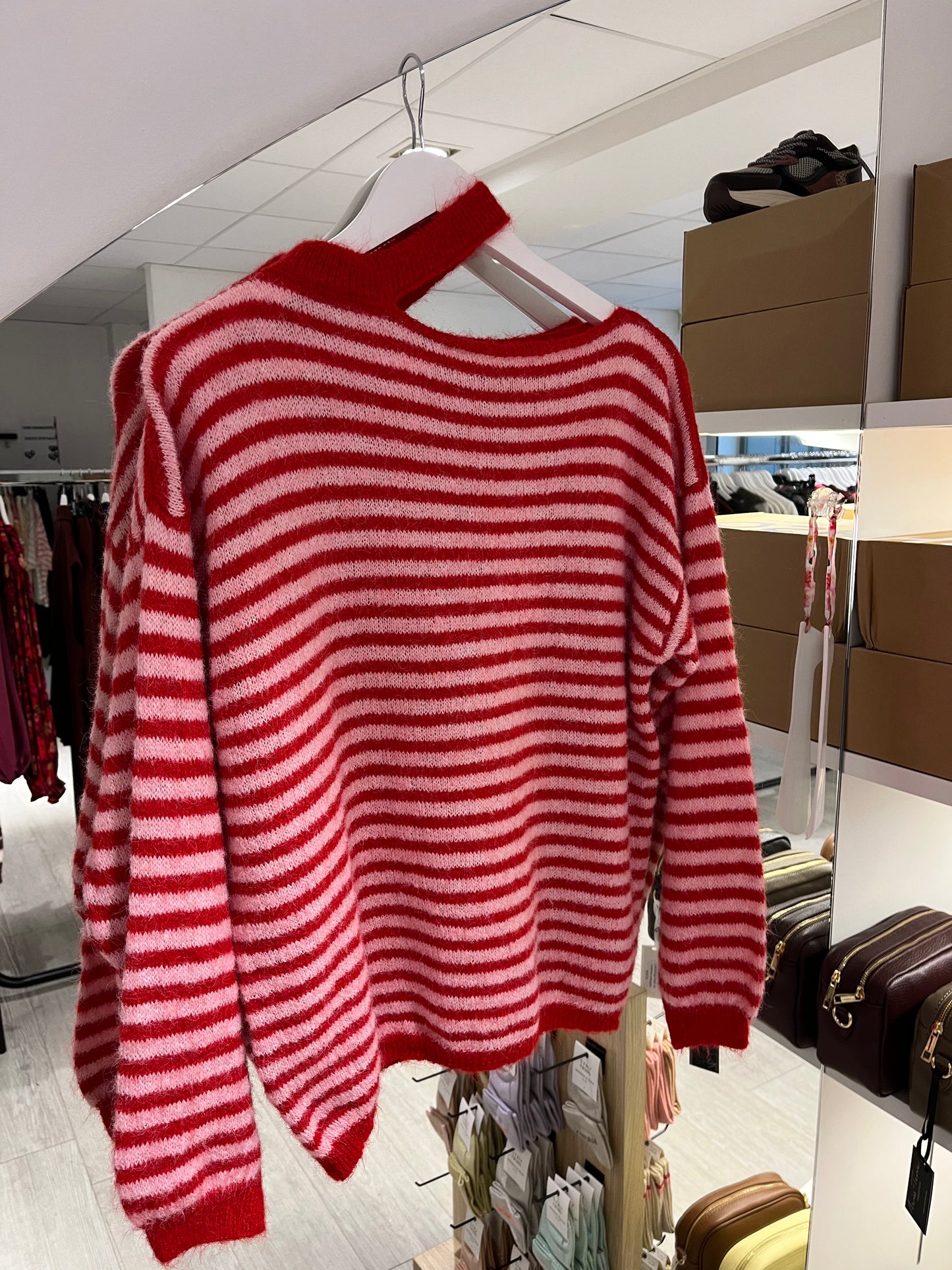 Trui strepen met speciale kraag | Rood