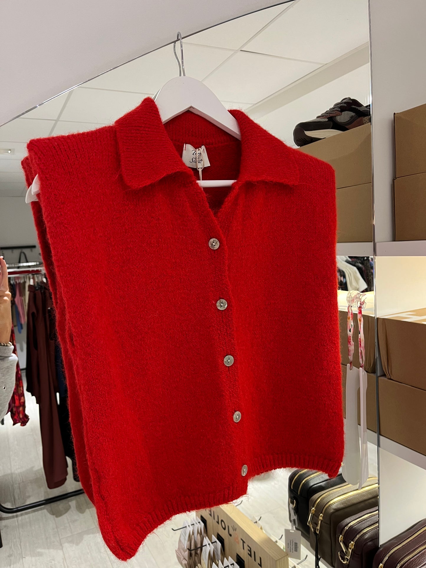 Vestje met schoudervulling | Rood