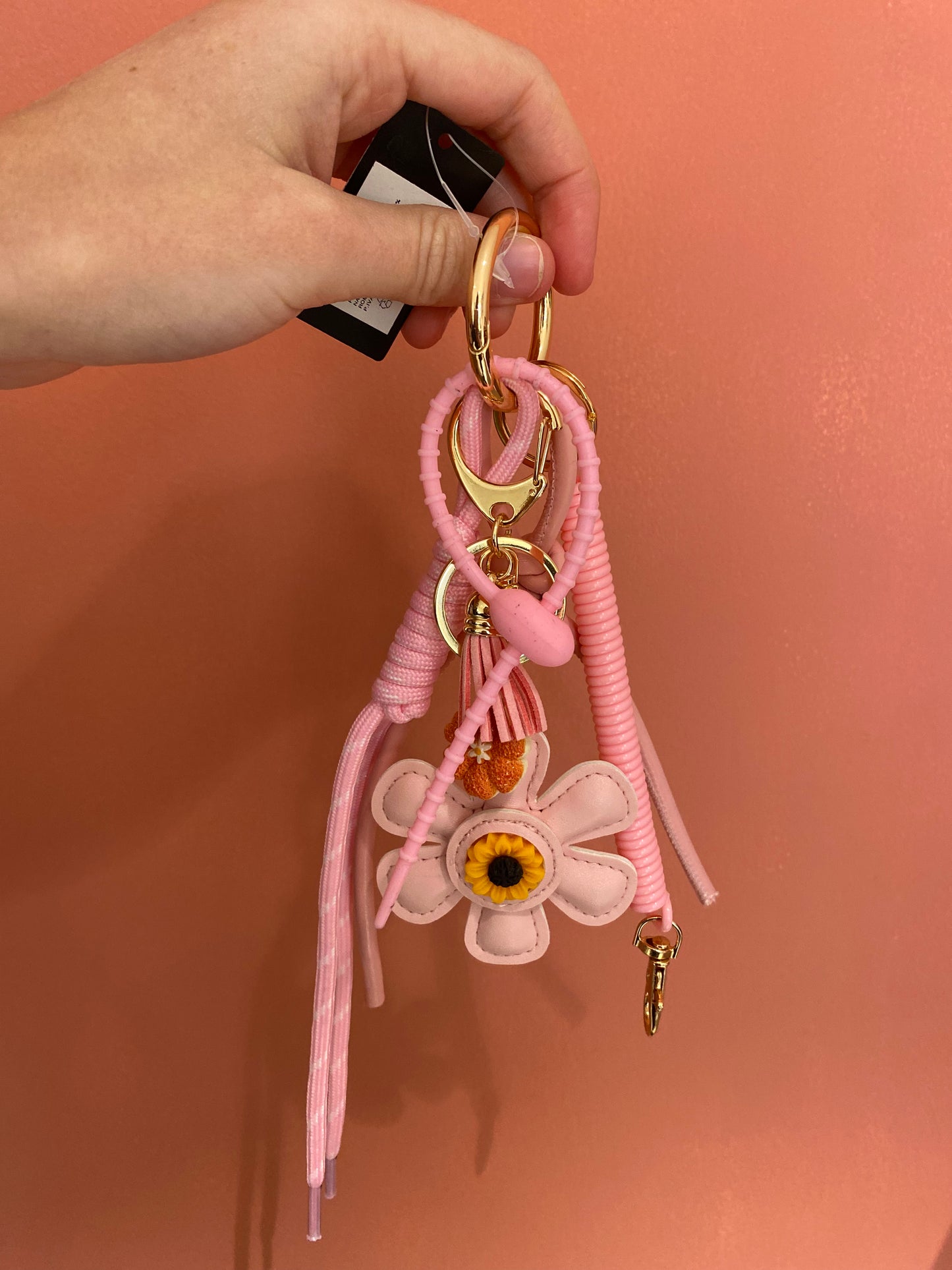 Handtas / sleutelhanger bloem roos