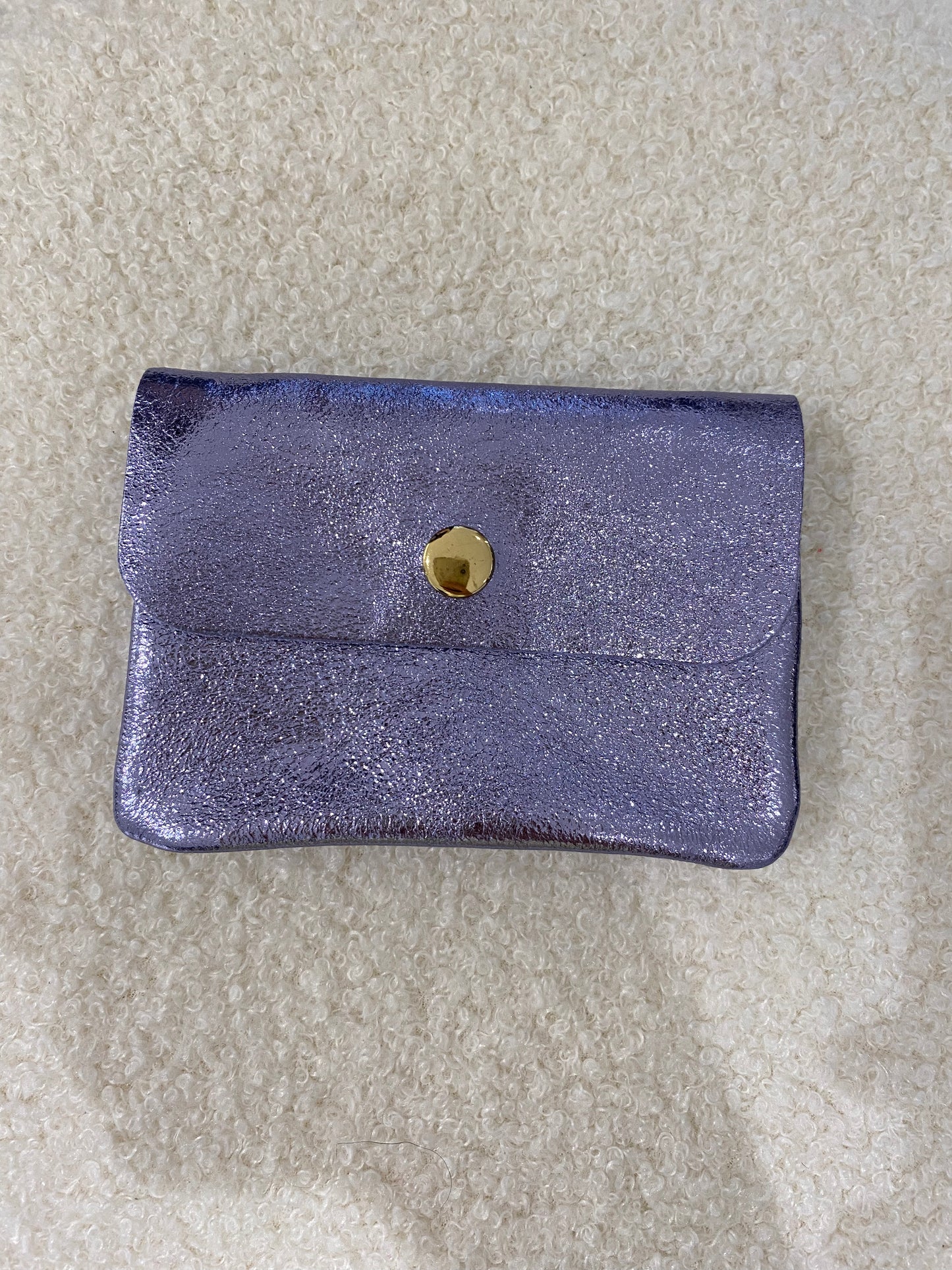 Lederen portemonnee metallic paars