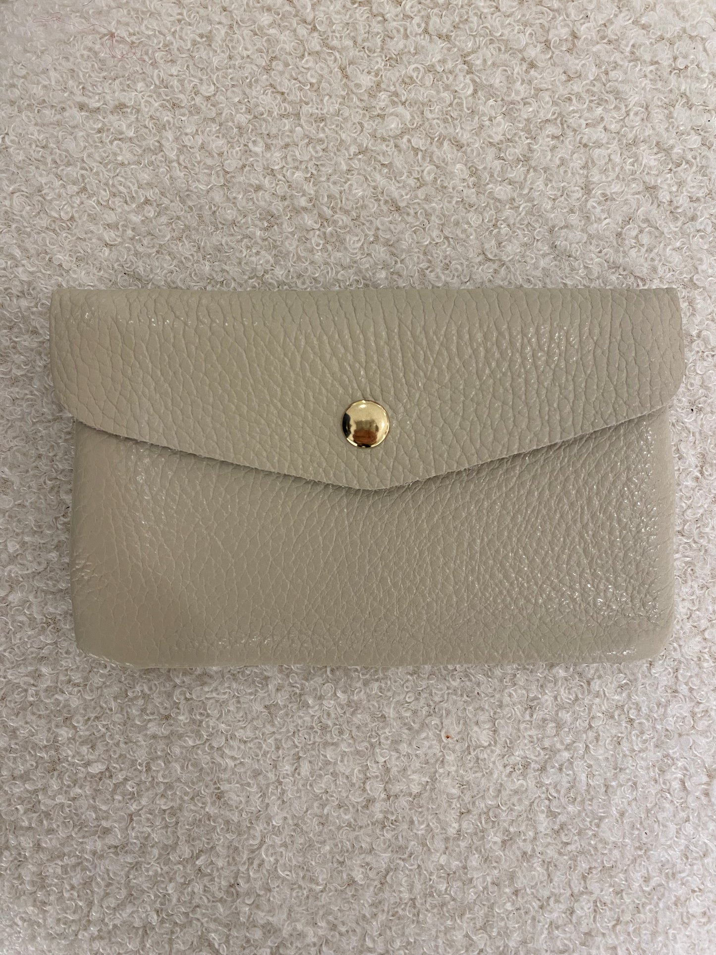 Lederen portemonnee | Beige