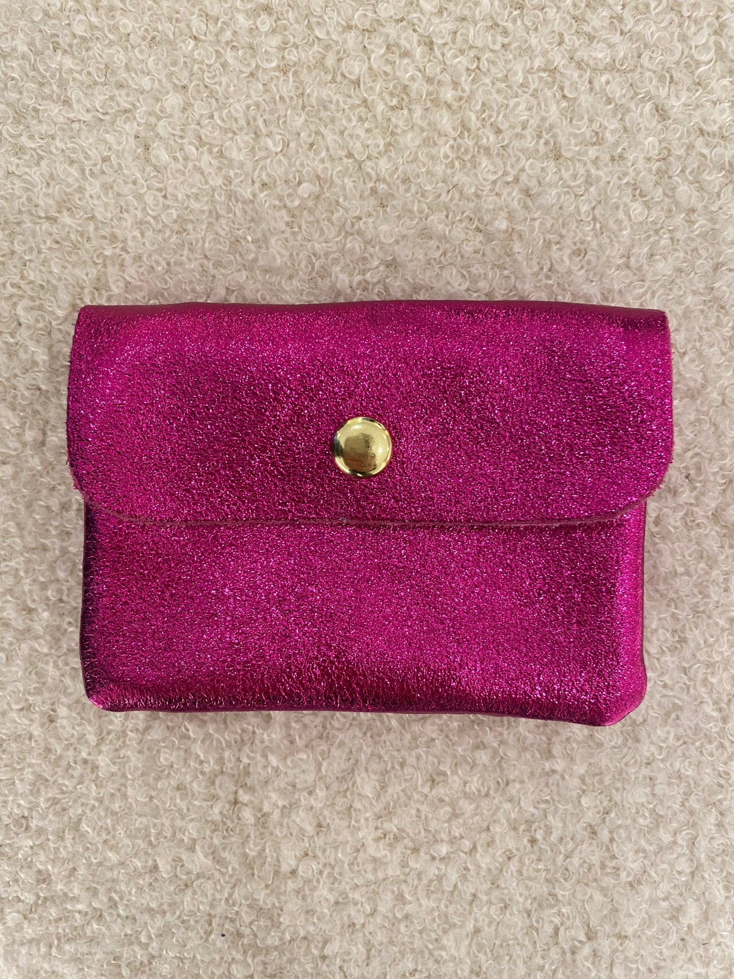 Lederen portemonnee metallic Roos