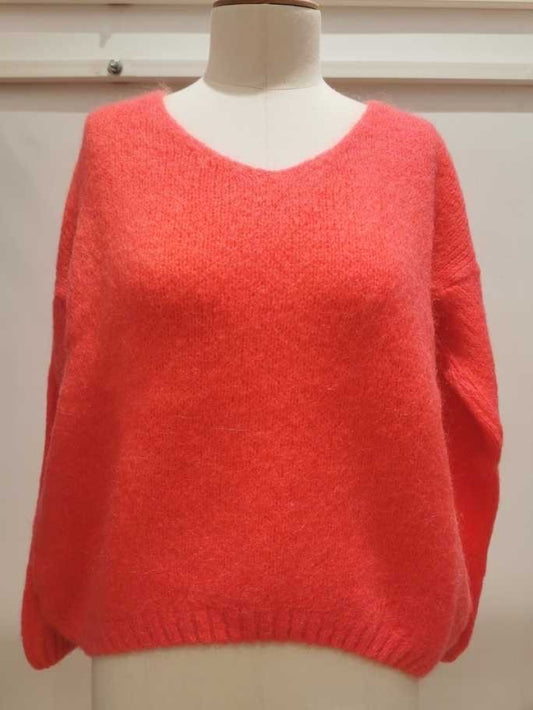V-neck sweater | Coral