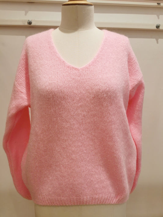 V-neck sweater | licht roos
