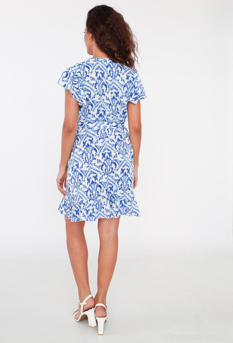 Jurk met print blauw