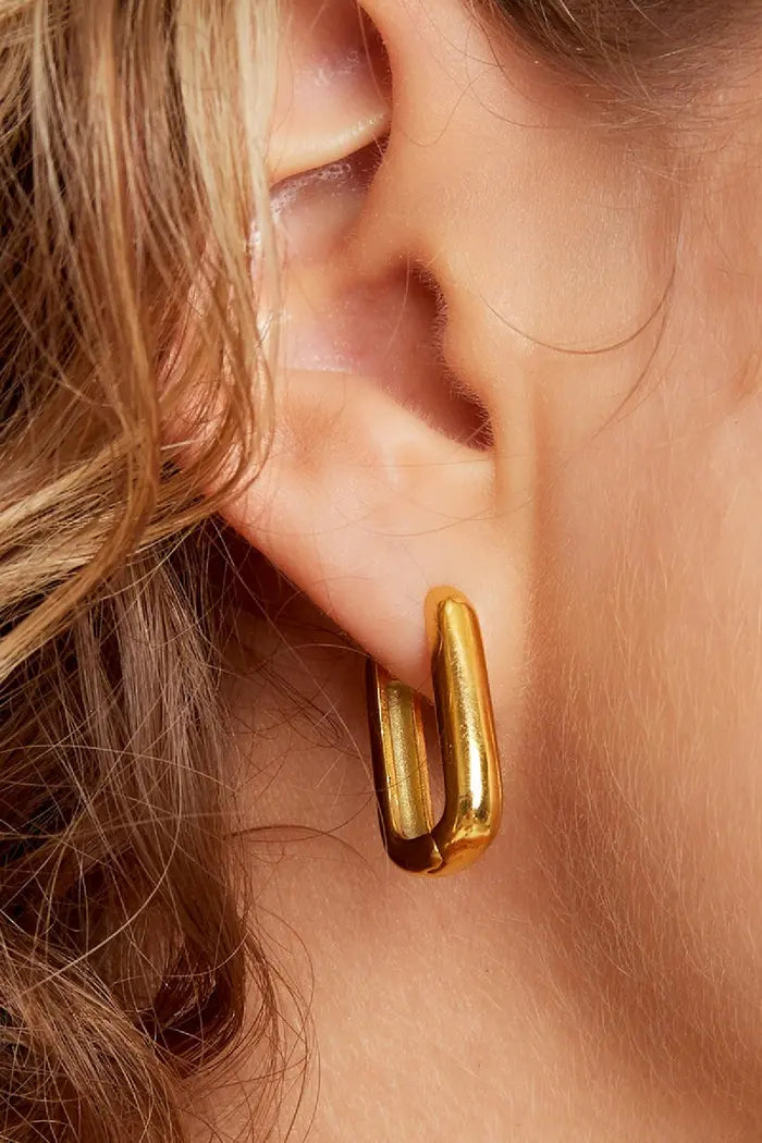 Oorbellen vierkant klein | Goud