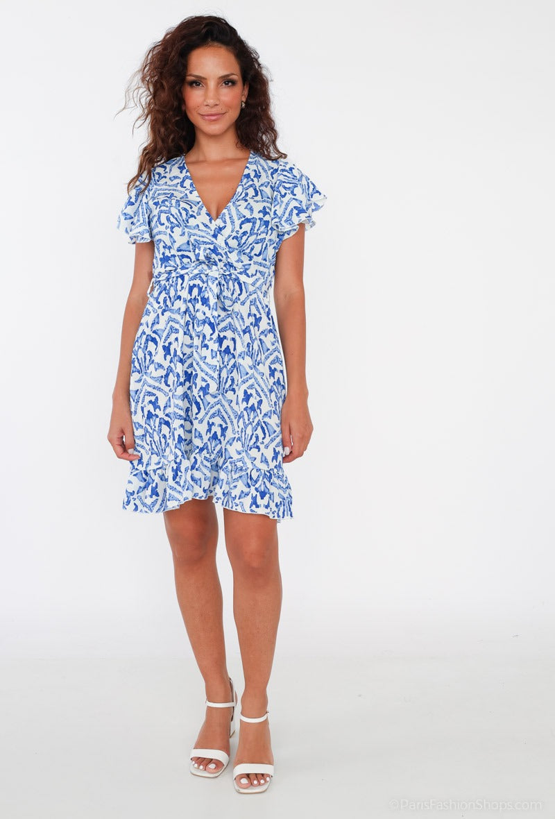 Jurk met print blauw