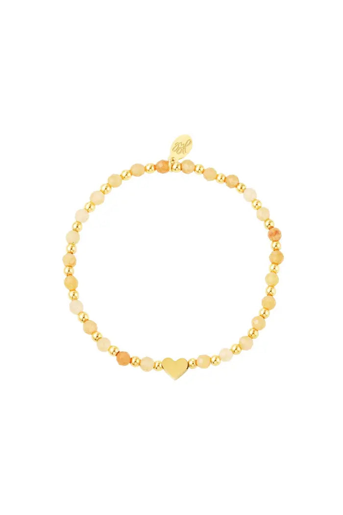 Armband met parels en hartje | Oranje