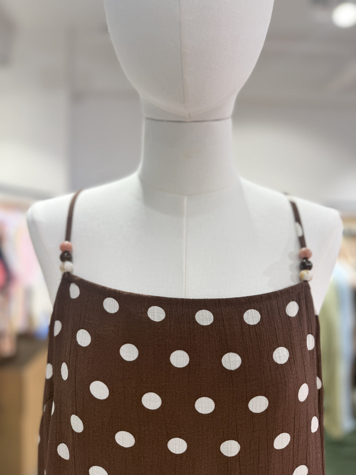 Lange jurk Polka dot | Bruin