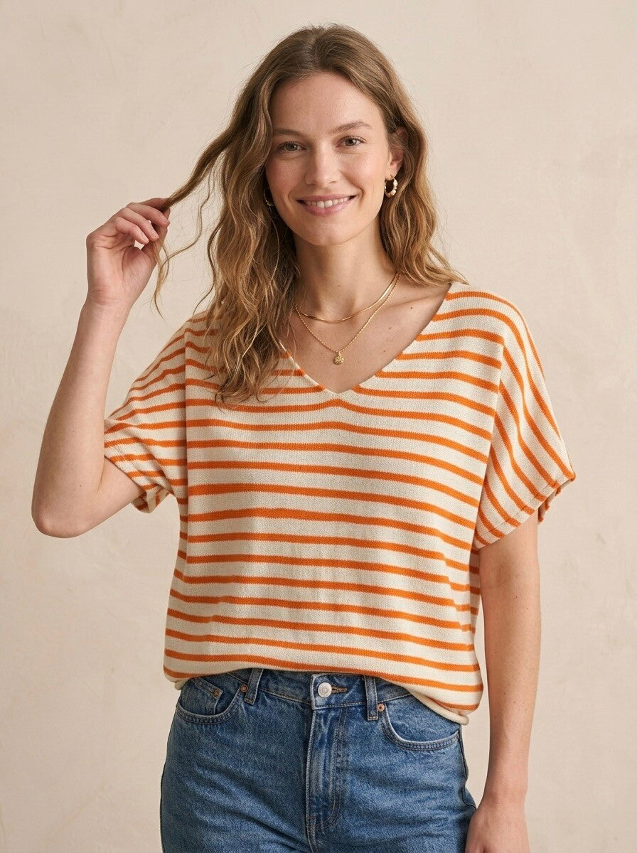 V-Neck blouse strepen | Corail