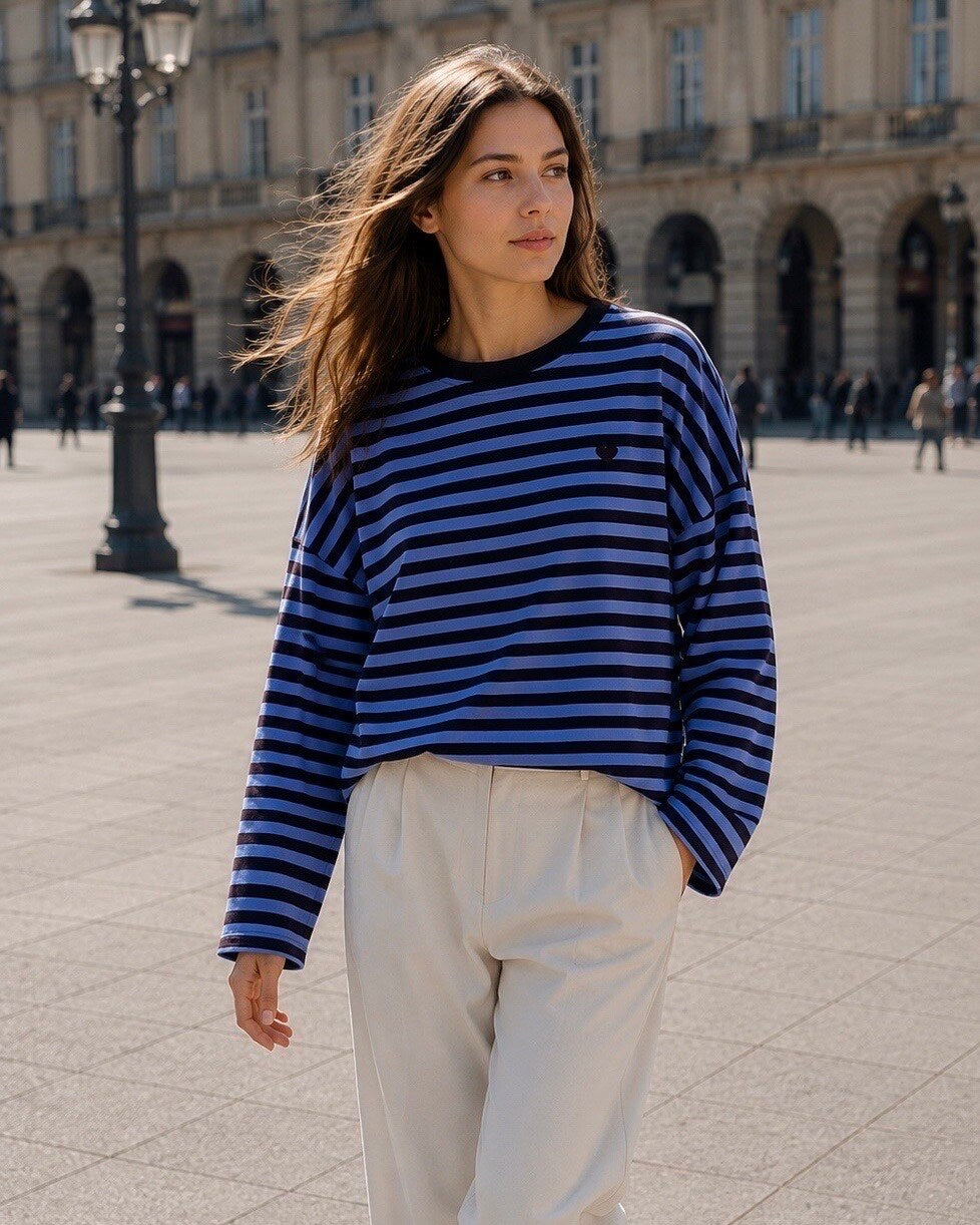 Longsleeve met hartje | Blauw