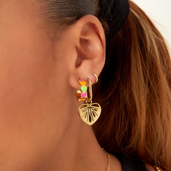 Uitgeknipte hartjes oorbellen | Goud