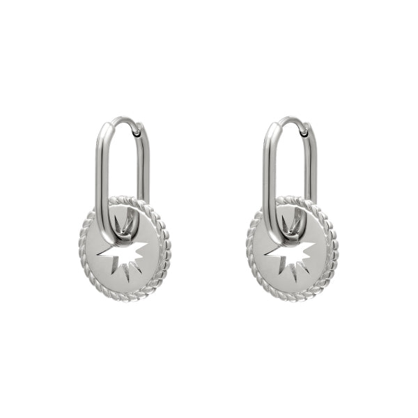 Sterren munt oorbellen | Zilver