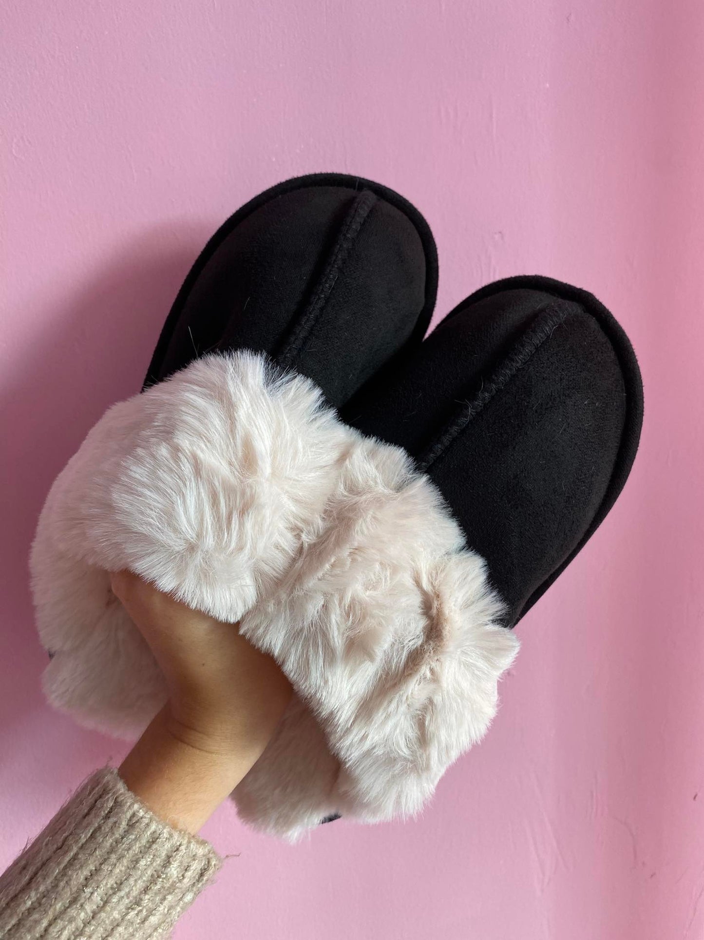 Fluffy pantoffels | Zwart