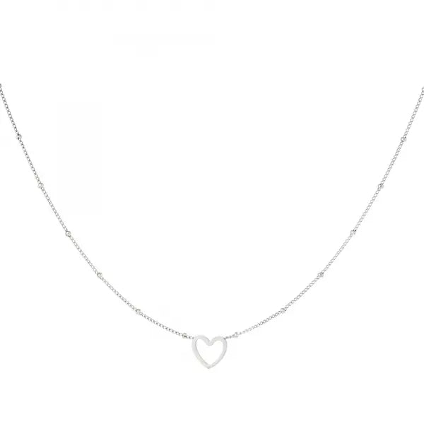 Open hartjes ketting | Zilver