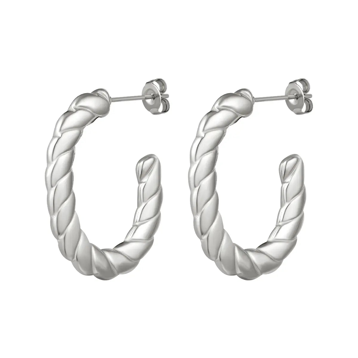 Grote  oorbellen gedraaid | Zilver