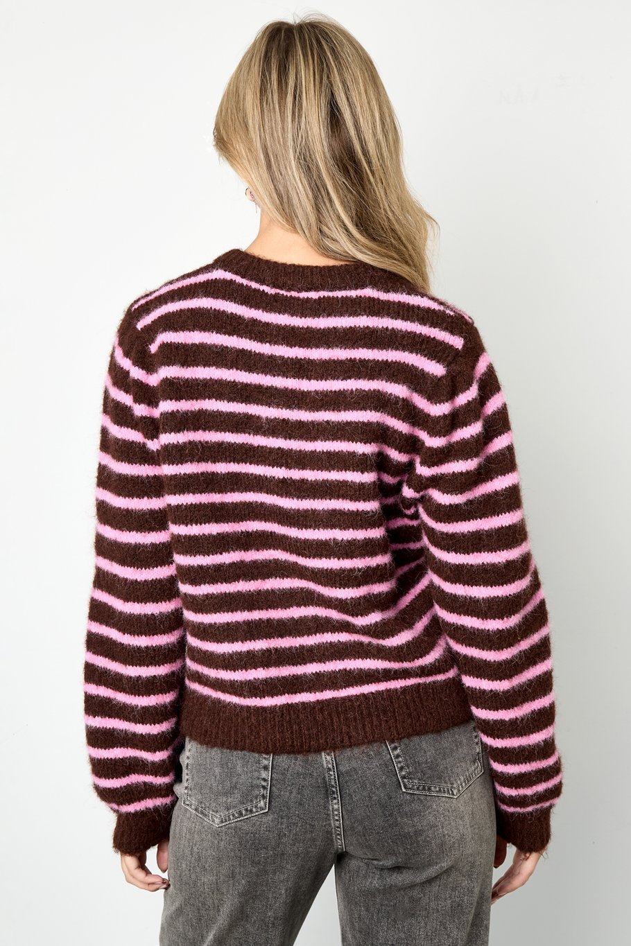 Vest met strepen | Bruin & Roze