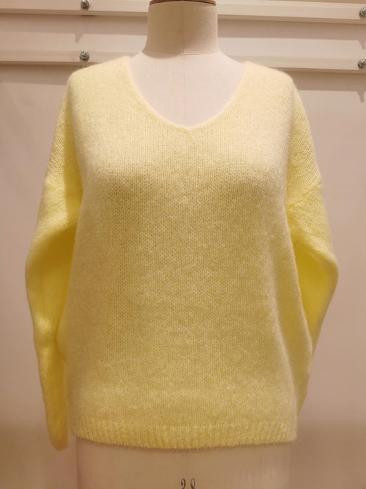 V-neck sweater | Licht geel