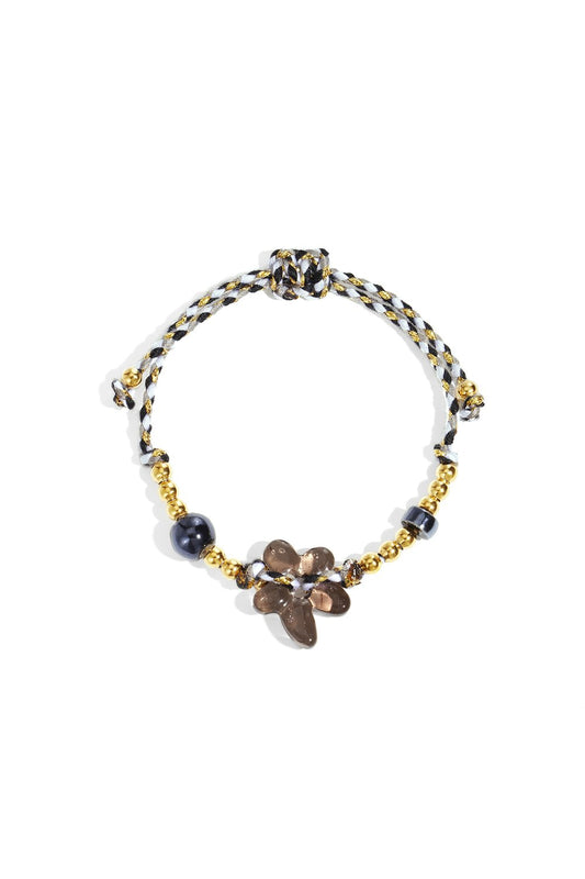 Armband met bloem | Donkergrijs