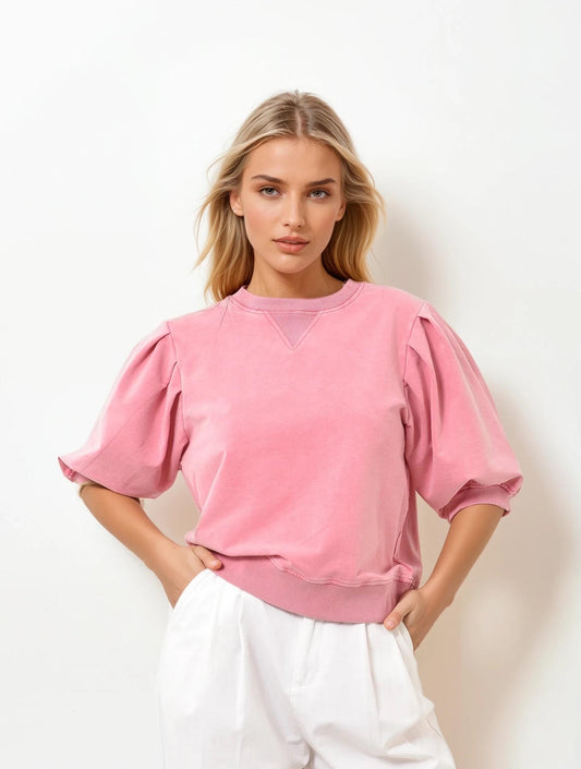 Sweater met korte mouwen | Roze