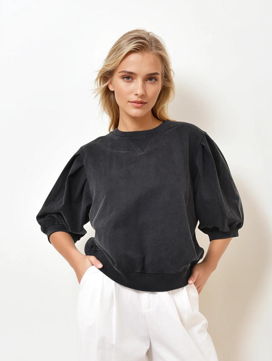 Sweater met korte mouwen | Zwart
