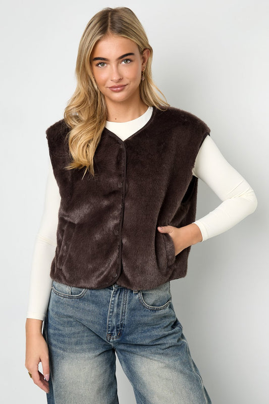 Vest fluffy | Bruin