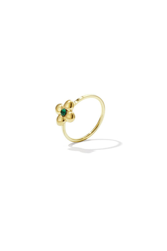 Ring met klaver en steentje