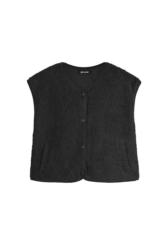 Fluffy teddy vest | Zwart