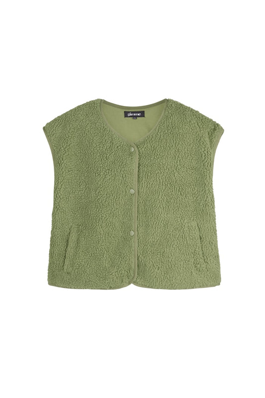 Fluffy teddy vest | Groen