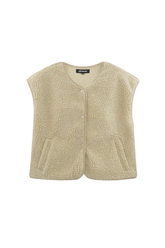Fluffy teddy vest | Beige