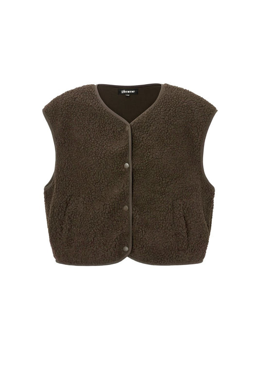 Fluffy teddy vest | Donker bruin