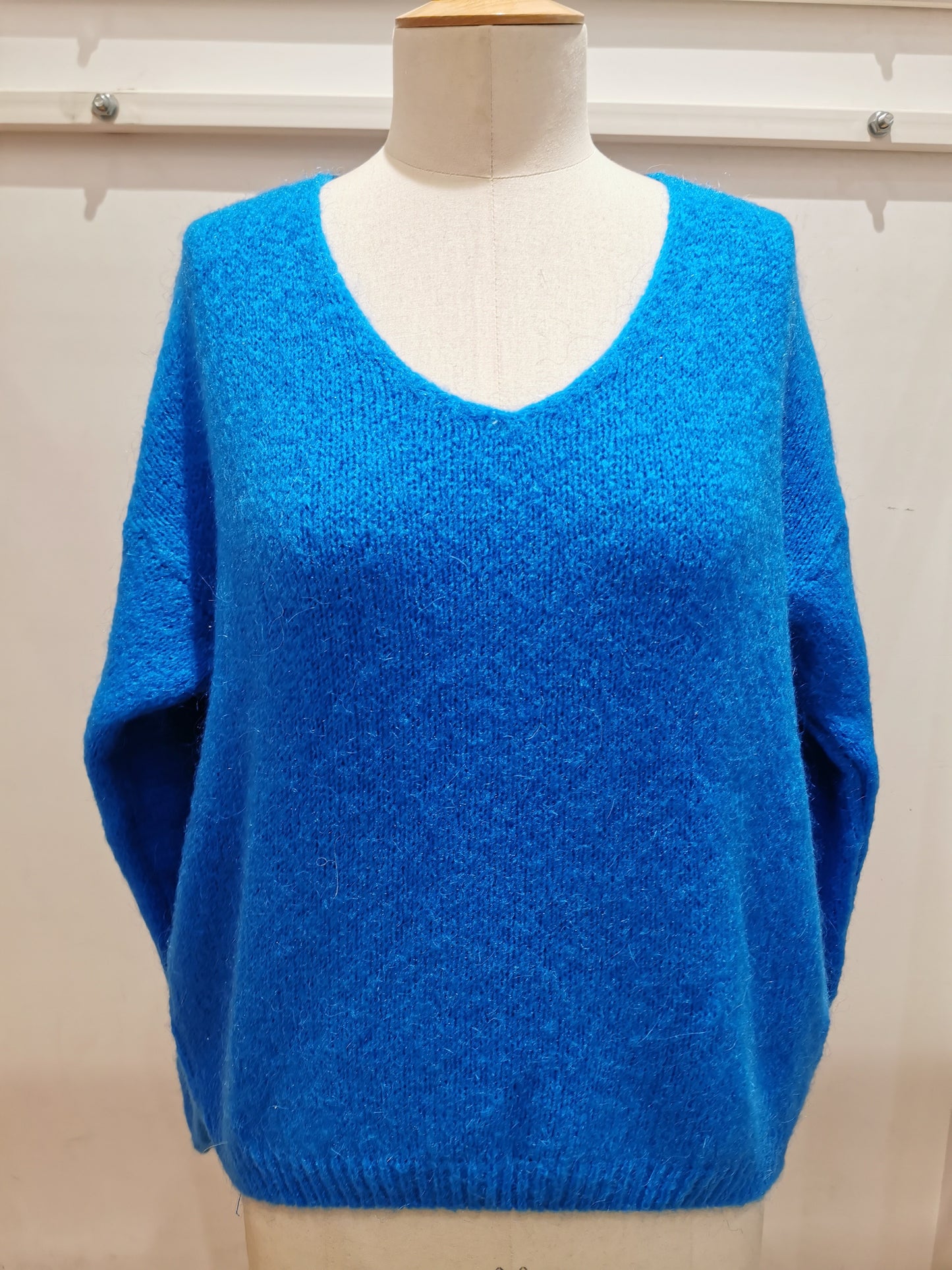 V-neck sweater | Blauw bic