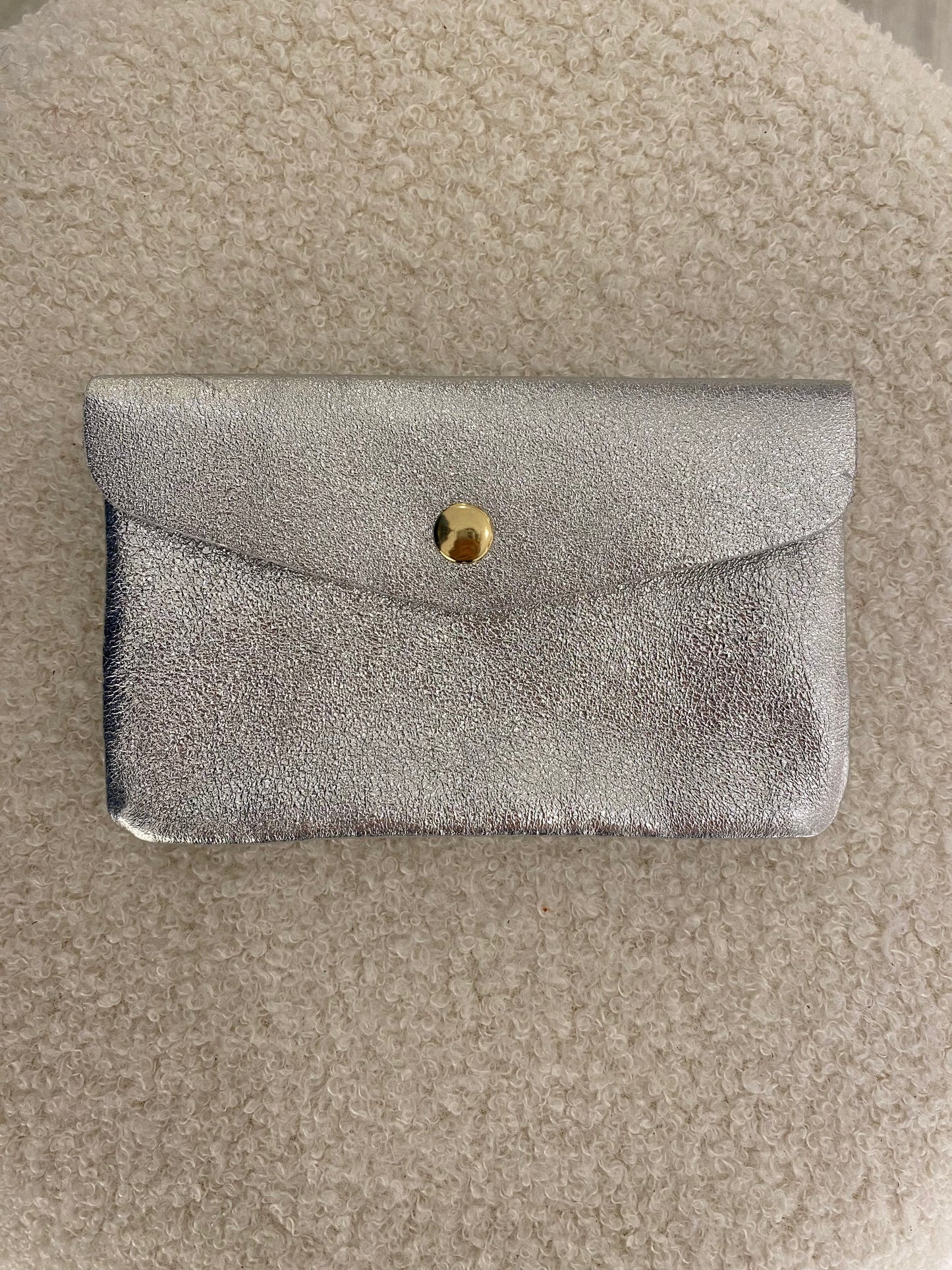 Lederen portemonnee | zilver