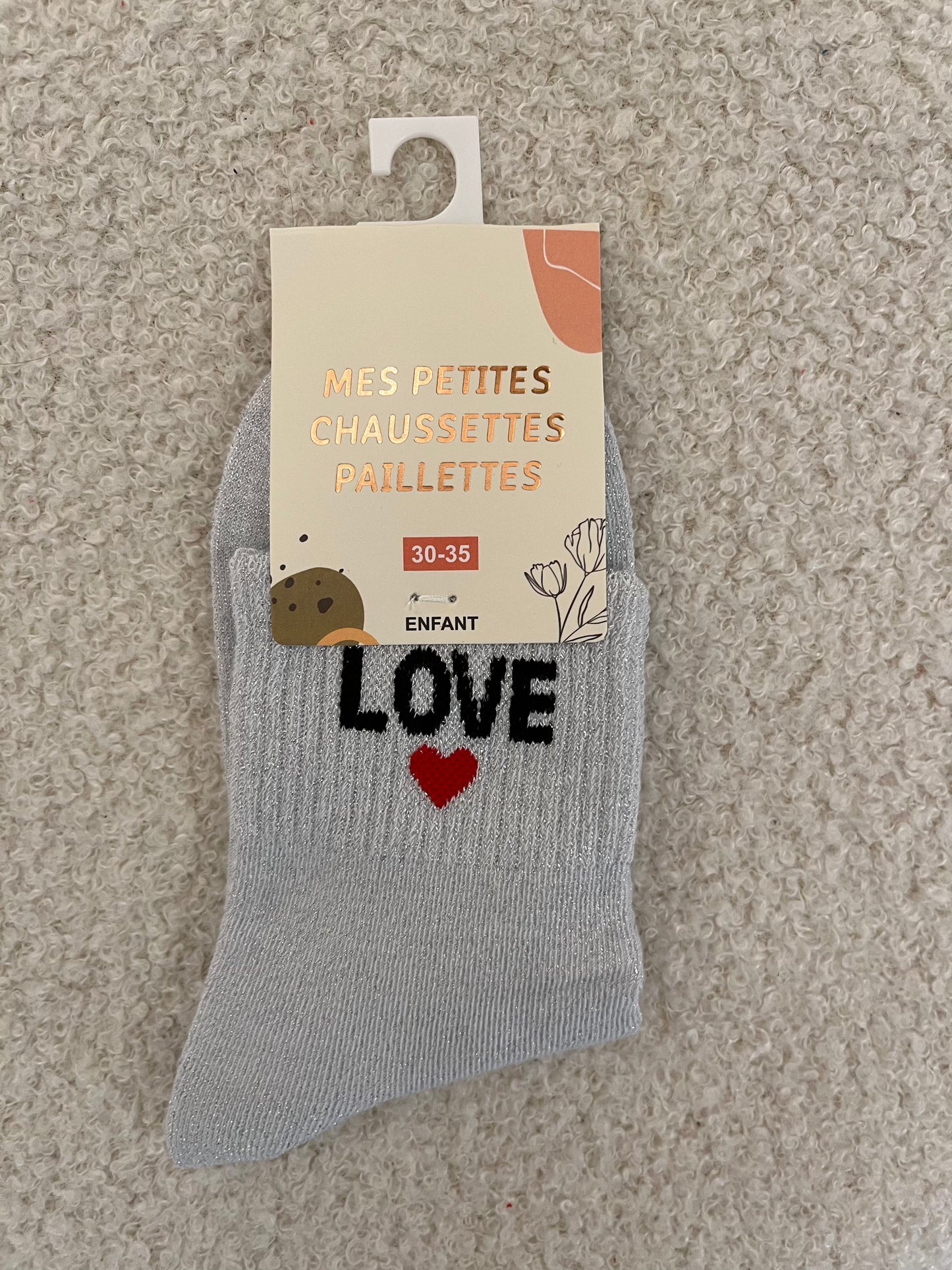 Kindersokken Love | Zilver