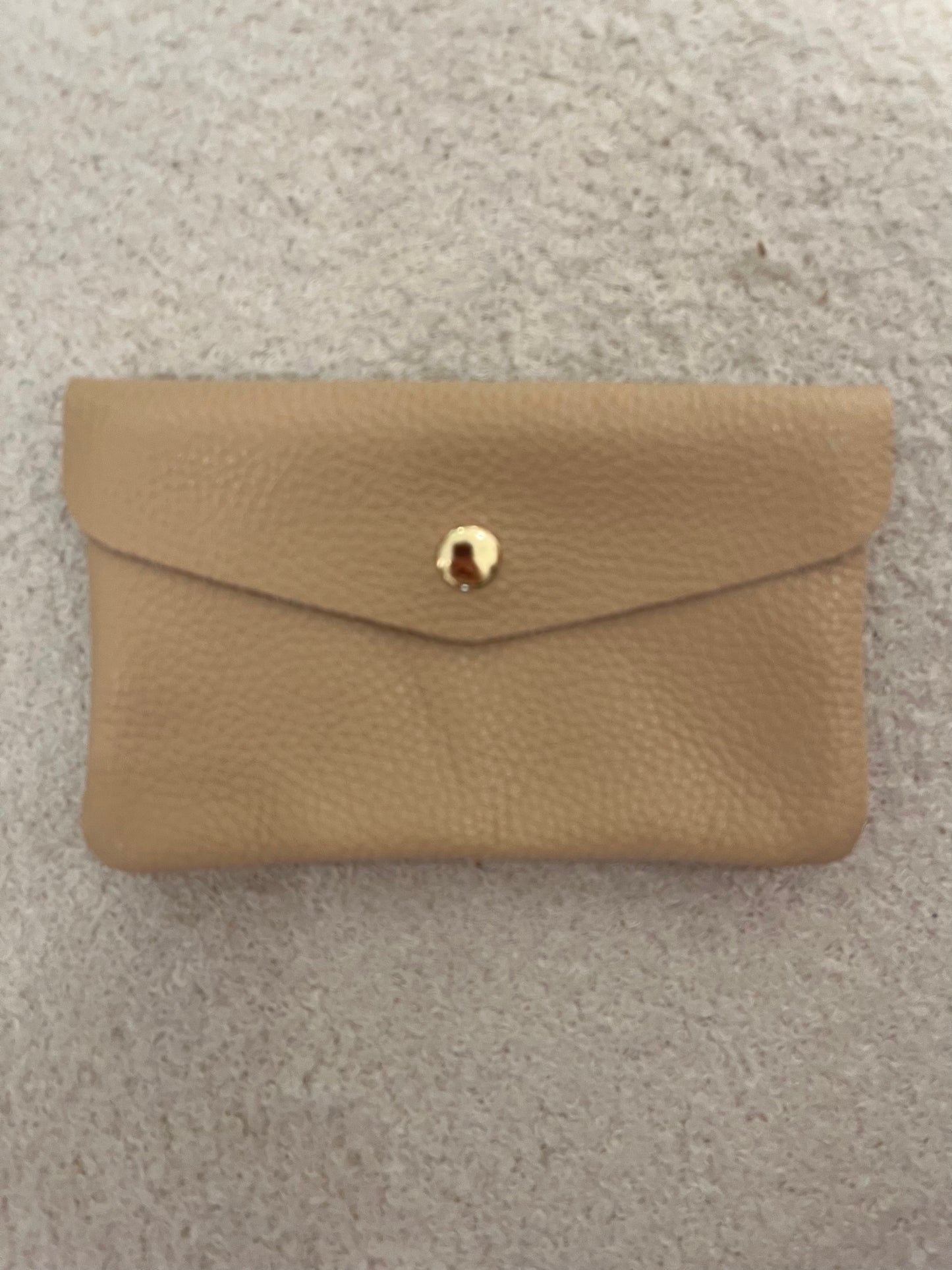 Lederen portemonnee | Beige