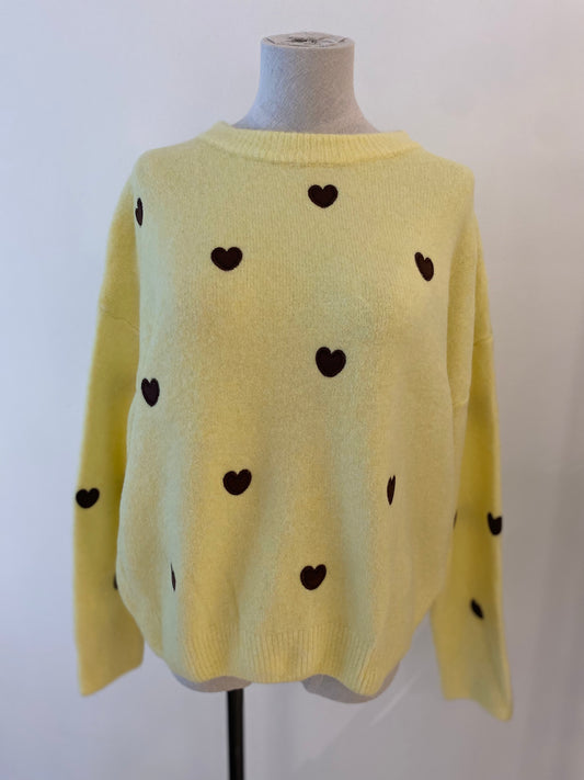 Trui hartjes | Geel