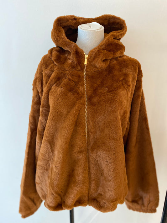 Fluffy jas | donker bruin