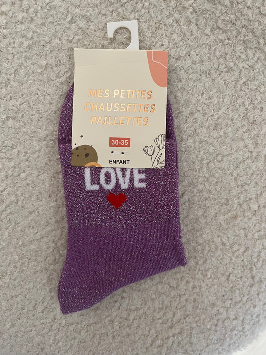 Kindersokken Love | Paars