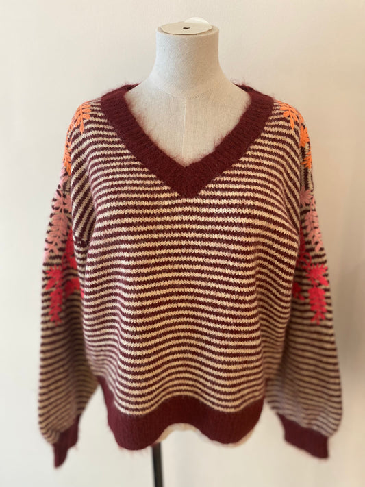 V-hals trui | Bordeaux